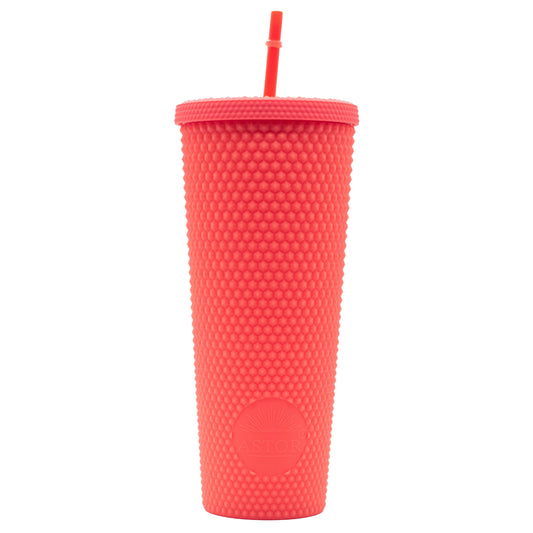 Matte Neon Coral Studded Tumbler