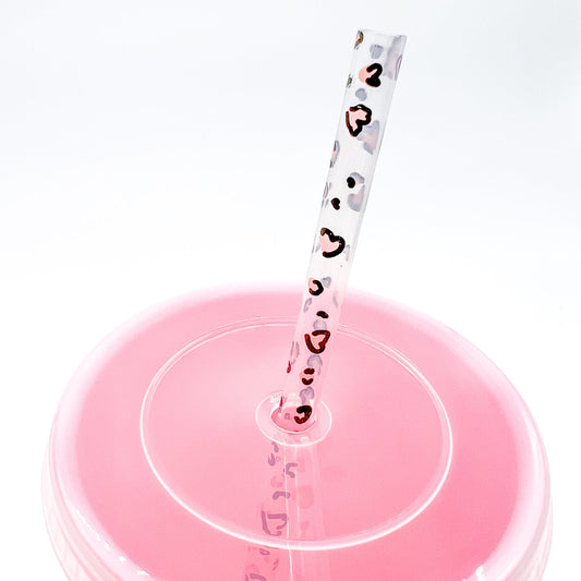 Heart Leopard Print Straws