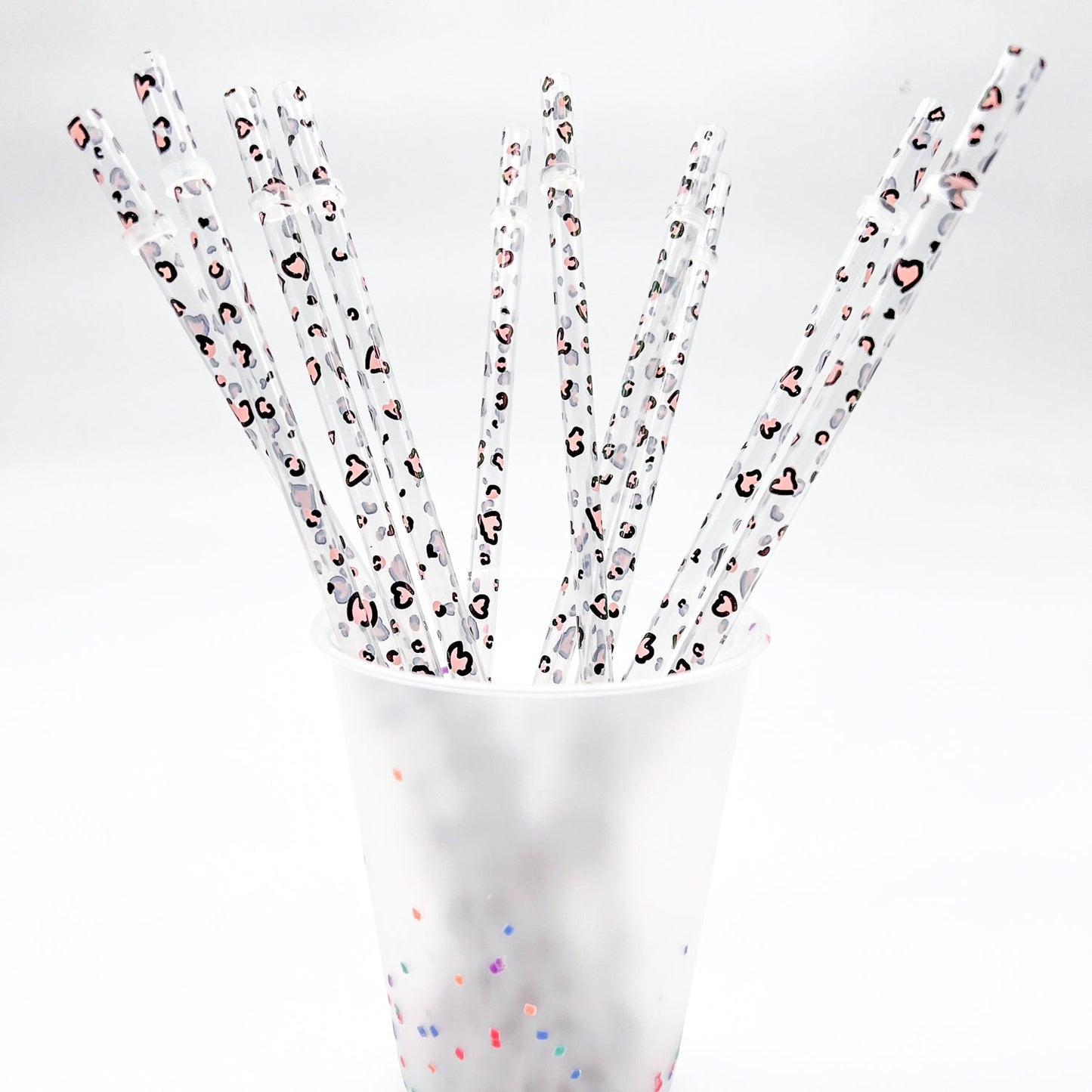 Heart Leopard Print Straws