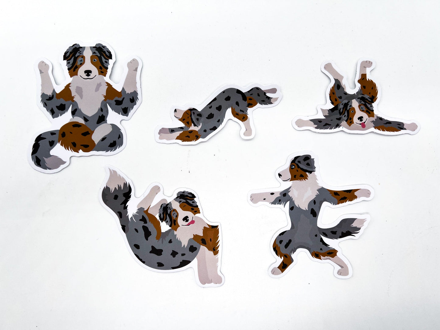 Australian Shepherd Dog Yoga Vinyl Stickers